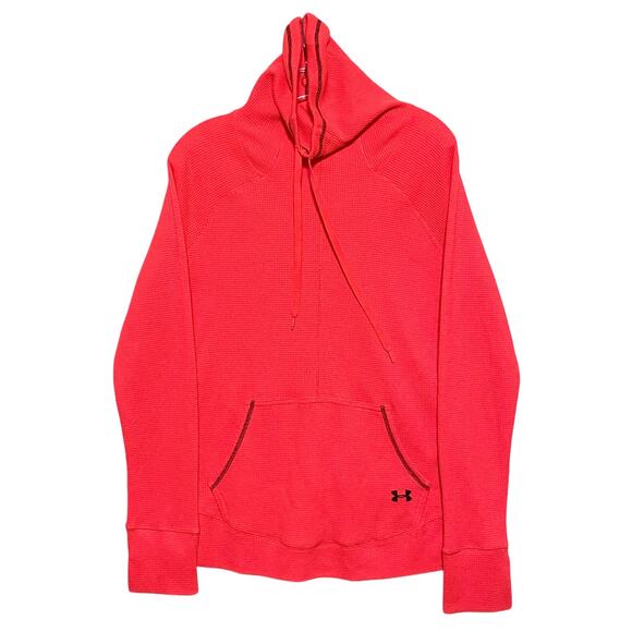 Under Armour Tops - Under Armour Semi Fitted Cold Gear Waffle Knit Cowl Neck Women L Athleisure Neon